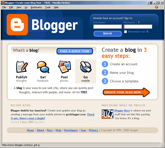 Como puedo crear un blog en Internet con Blogger?