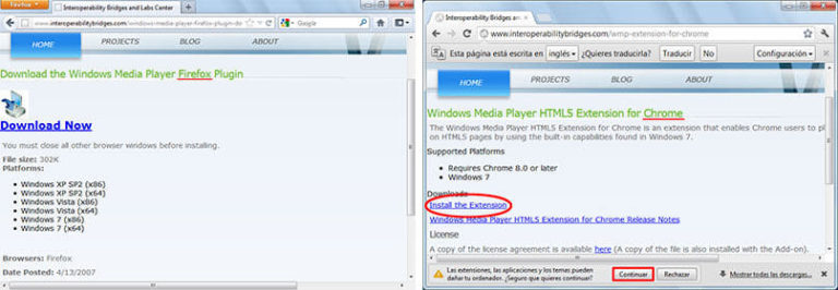 Aprende a Instalar el plugin Windows Media Player